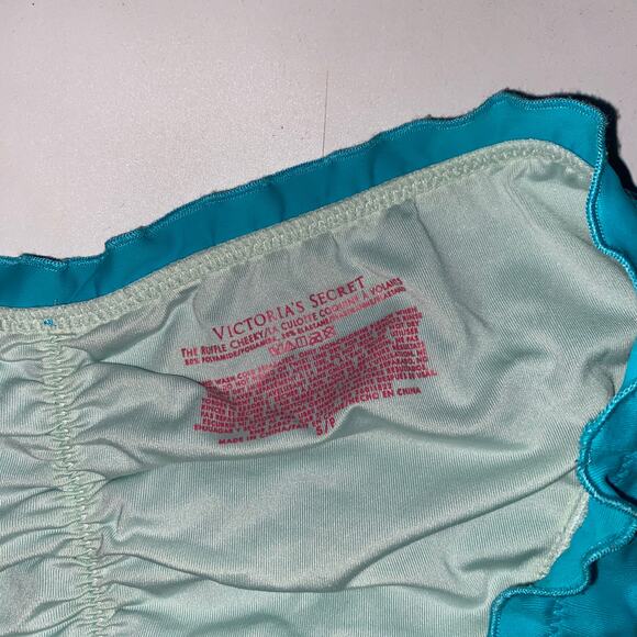 Victoria's Secret Ruffle Cheeky Blue Swim Bikini Bathing Suit Bottoms Size Small - Picture 4 of 5
